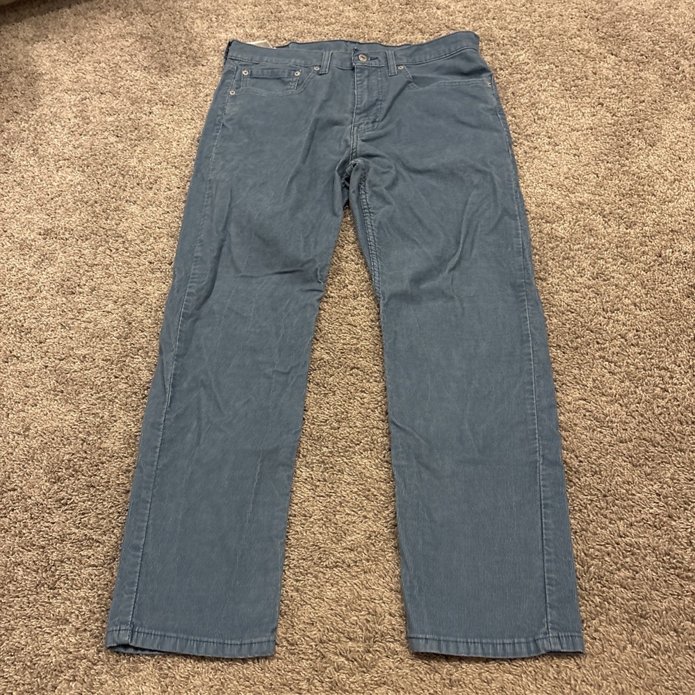 Levis 502 Regular Corduroy Pants Mens 34x30 Light Blue 5 Pocket Work Red Tab